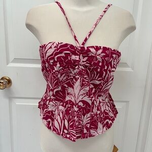 NWT Bila 77 cotton Floral Red Women's Top